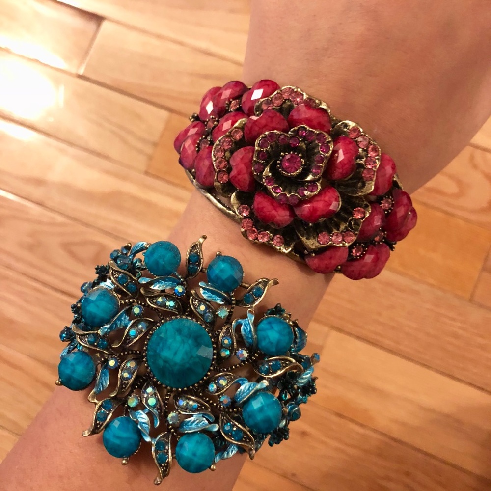 2 Beautiful Bangles with Faux Stones